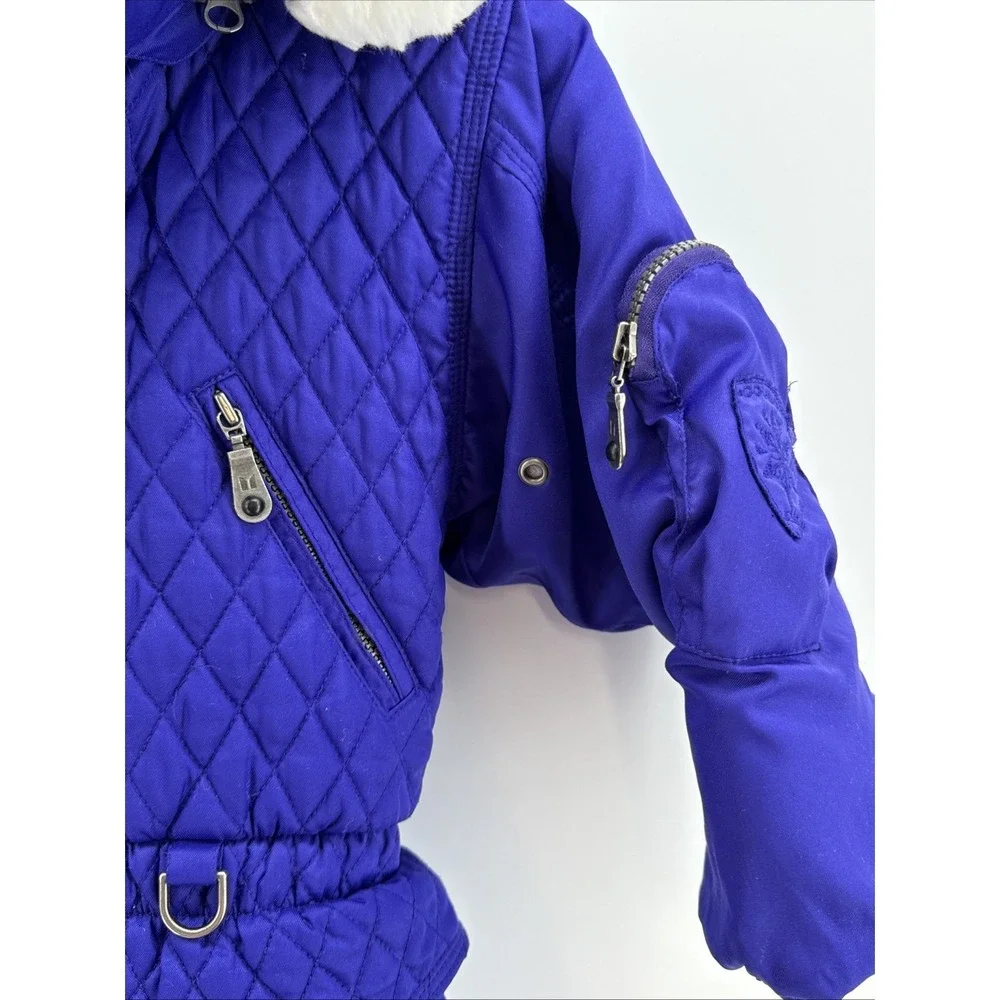 Vintage Couloir Ski Suit Snowsuit Coveralls Kid Childrens‎ Size 5 Hood Purple